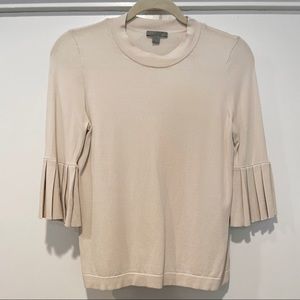 EUC COS Pleated 3/4 Bell Sleeve Knit Sweater Top in Cream - Size S (EUR XS)
